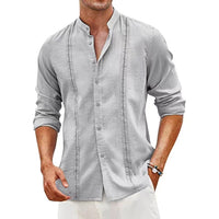 Maurits Casual Linen Blouse in Light Grey