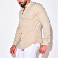 Maurits Linen Shirt with Button Front in Blue