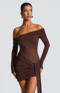 Gail Mini Dress - Plum Brown