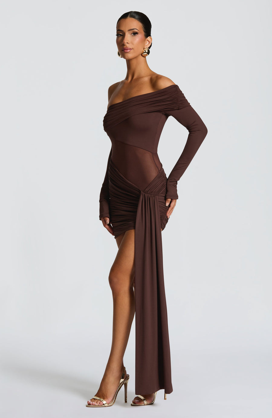 Gail Mini Dress - Plum Brown