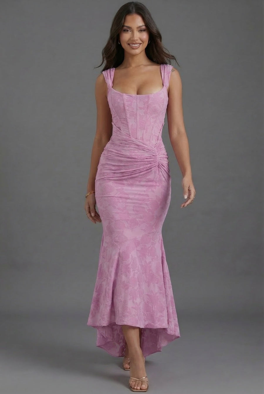 Lily | Maxi Dress Corset Bodice Ruched Waist Fishtail Hem