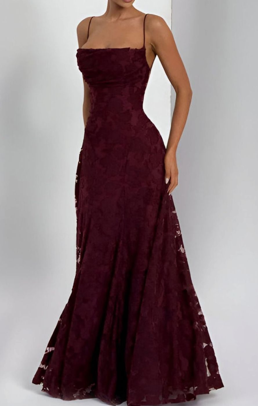 Julia | Women's A-Line Maxi Dress with 3D Floral Appliques