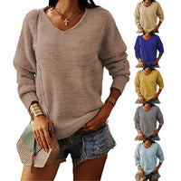 Maxine Casual Knit Sweater with V-Neck