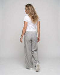 Maxine Comfortable Linen Trousers with Elastic Waist and Pockets
