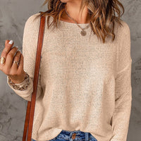 Maxine Knit Sweater with V-Neck in Apricot