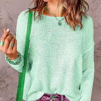 Maxine Knit Sweater with V-Neck in Light Green