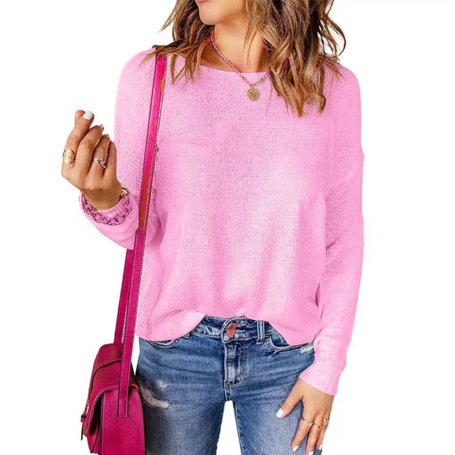 Maxine Knit Sweater with V-Neck in Pink
