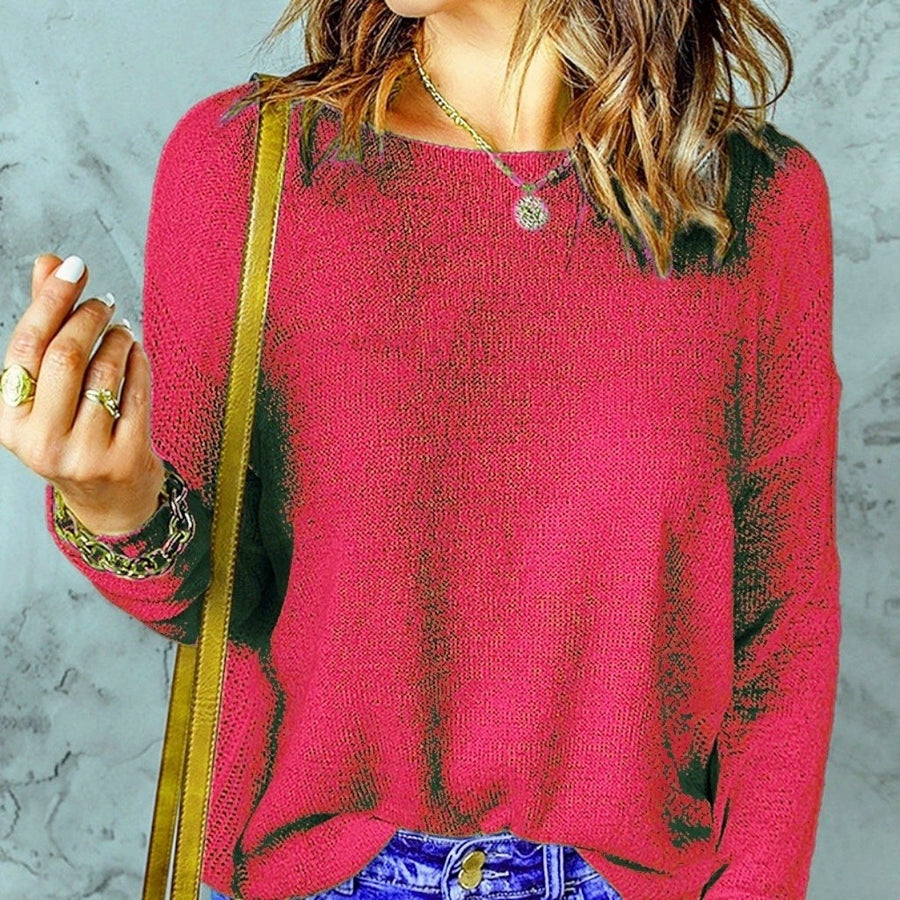 Maxine Knit Sweater with V-Neck in Red