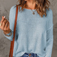 Maxine Knit Sweater with V-Neck in Sky Blue