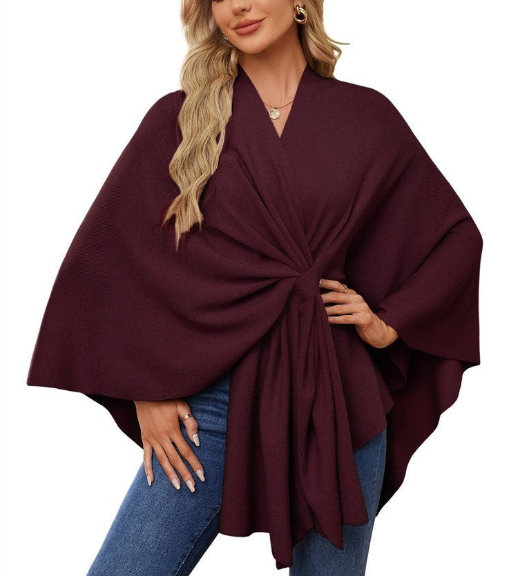 Maya Elegant Sweater in Wine Red