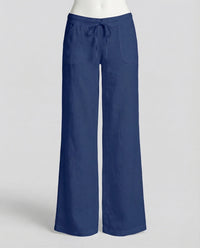 Maya Linen Trousers with Pockets in Blue
