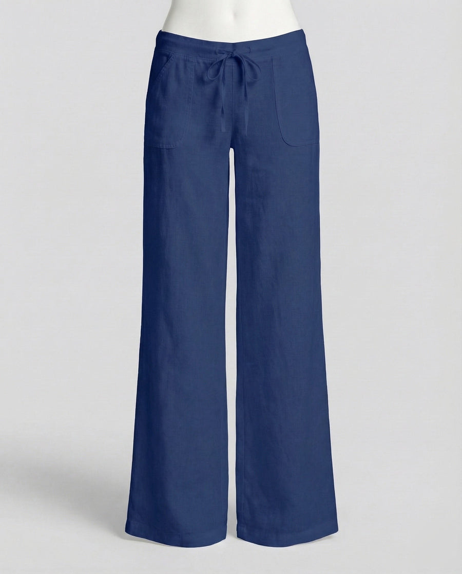 Maya Linen Trousers with Pockets in Blue