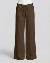 Maya Linen Trousers with Pockets in Brown