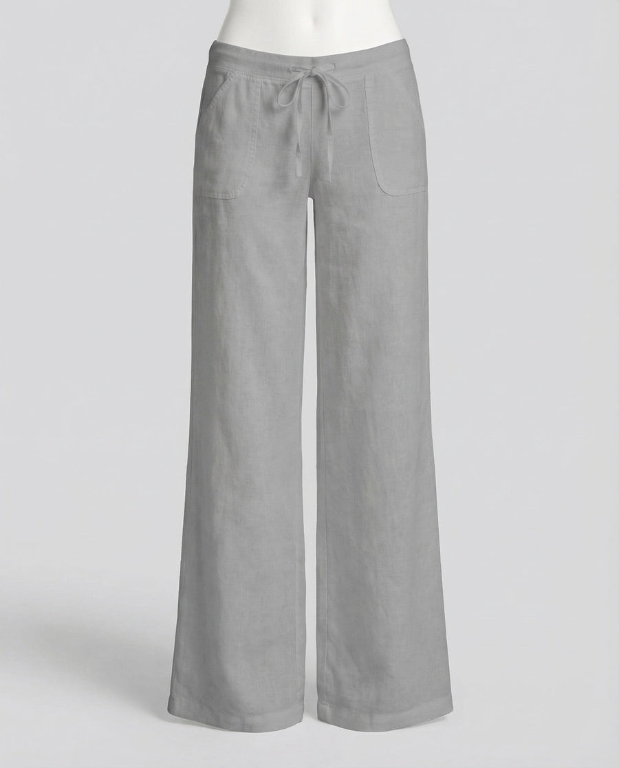 Maya Linen Trousers with Pockets in Grey
