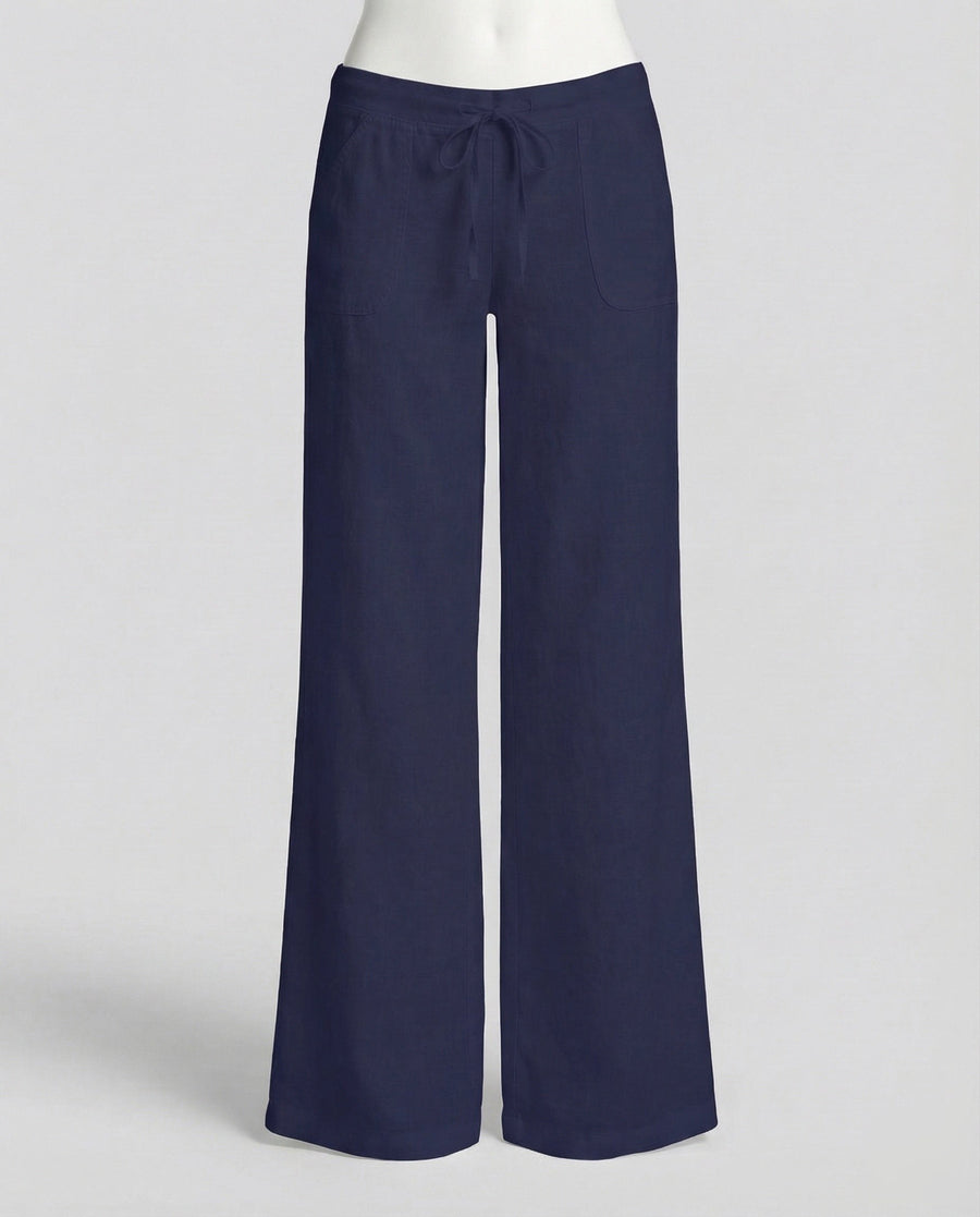 Maya Linen Trousers with Pockets in Navy