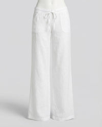 Maya Linen Trousers with Pockets in White