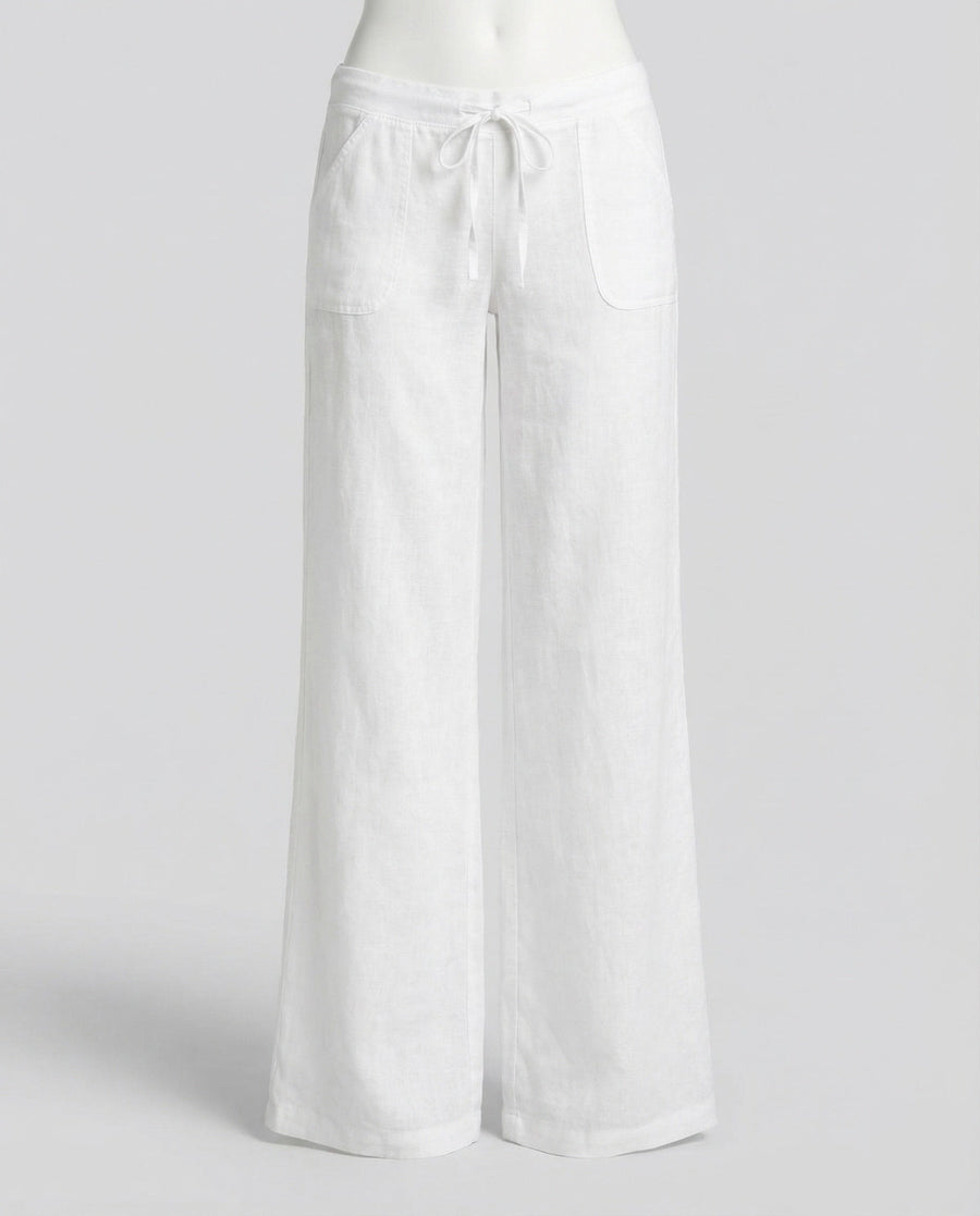Maya Linen Trousers with Pockets in White