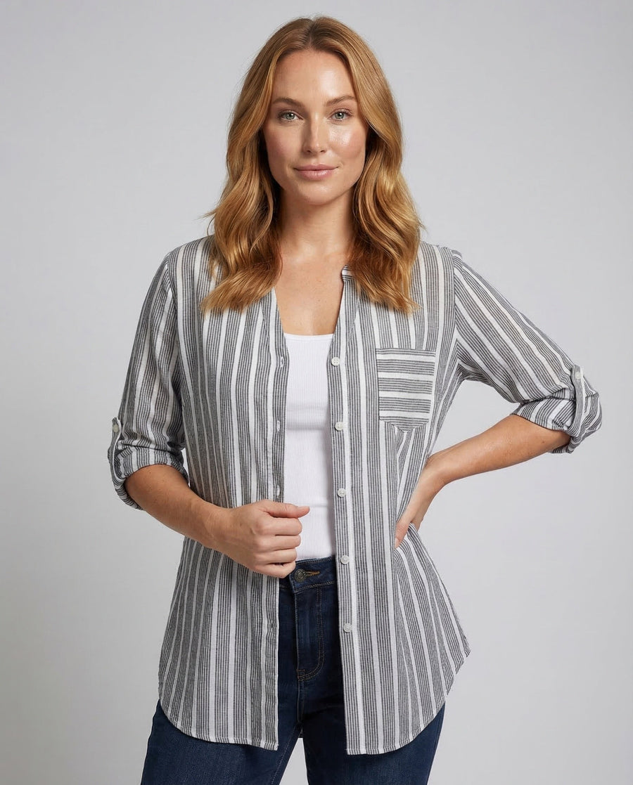 Maya Relaxed Tunic with Stand Collar