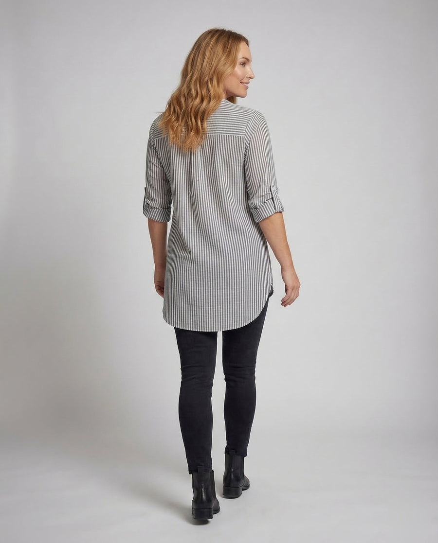 Maya Relaxed Tunic with Stand Collar