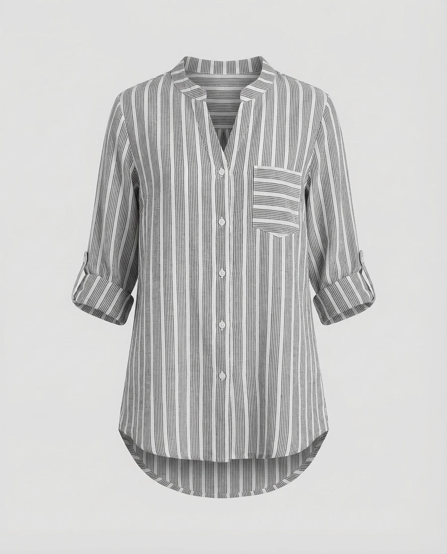 Maya Relaxed Tunic with Stand Collar in Black