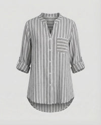 Maya Relaxed Tunic with Stand Collar in Light Grey