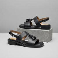 Maya Tassel T-Strap Sandal in Charcoal