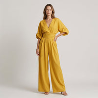 Maya Wide Leg Jumpsuit in Canary Yellow
