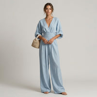 Maya Wide Leg Jumpsuit in Carolina Blue