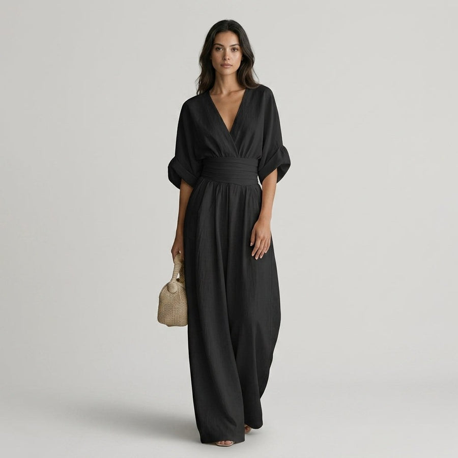 Maya Wide Leg Jumpsuit in Charcoal