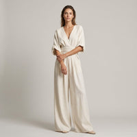 Maya Wide Leg Jumpsuit in Pearl
