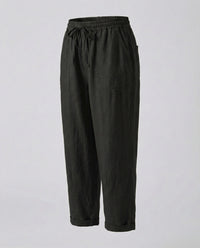 Mayla Comfortable Linen Blend Trousers in Black