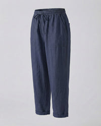 Mayla Comfortable Linen Blend Trousers in Navy