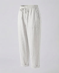 Mayla Comfortable Linen Blend Trousers in White