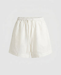 Mayla Comfortable Linen Shorts with Elastic Waist in White