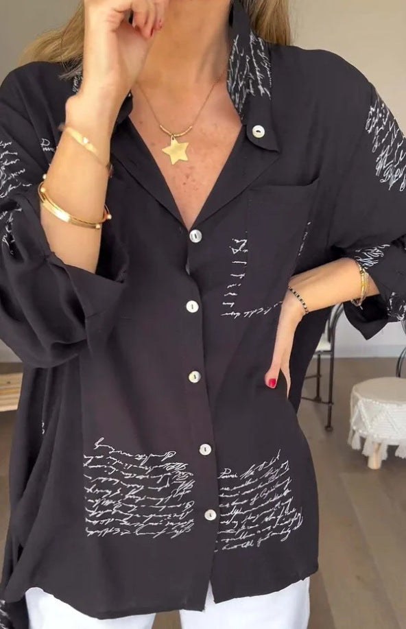 Mayla Relaxed Blouse in Black