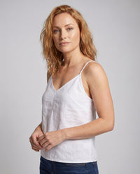 Meera Airy Linen Top with V-Neck