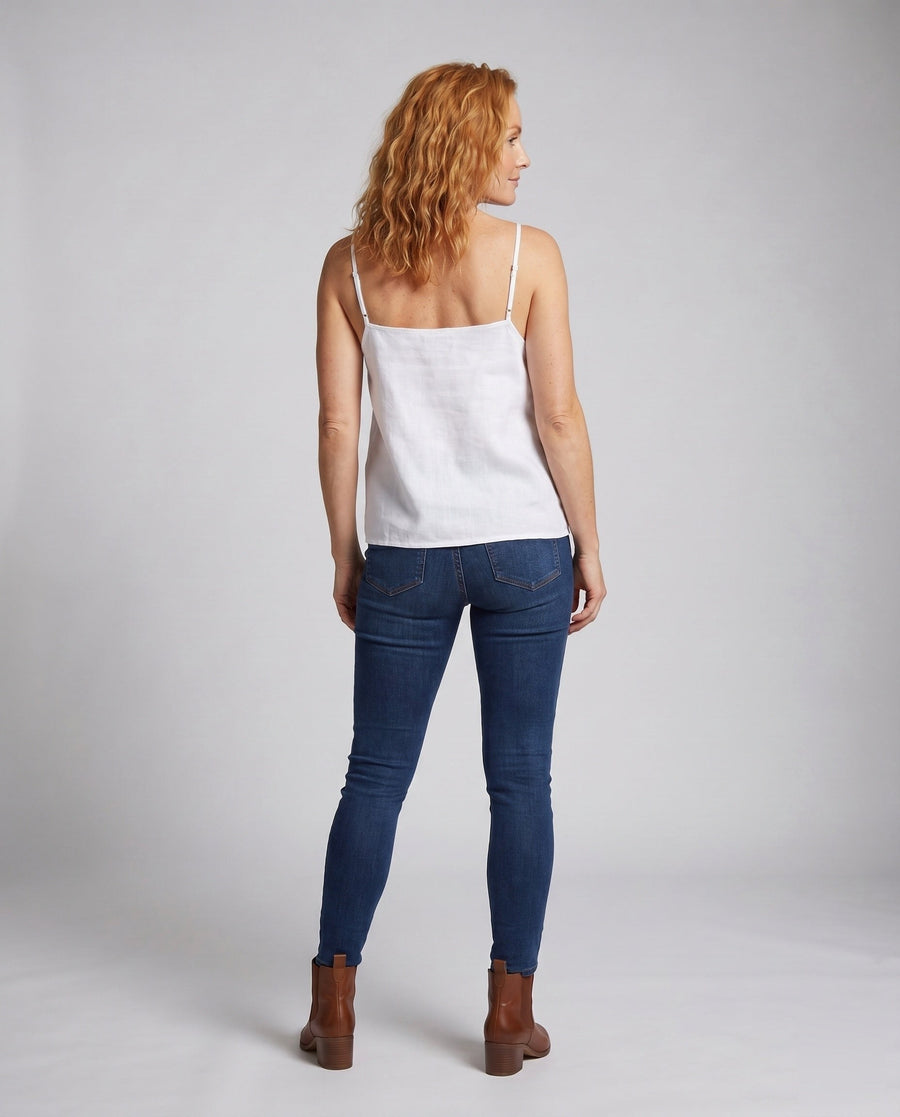 Meera Airy Linen Top with V-Neck