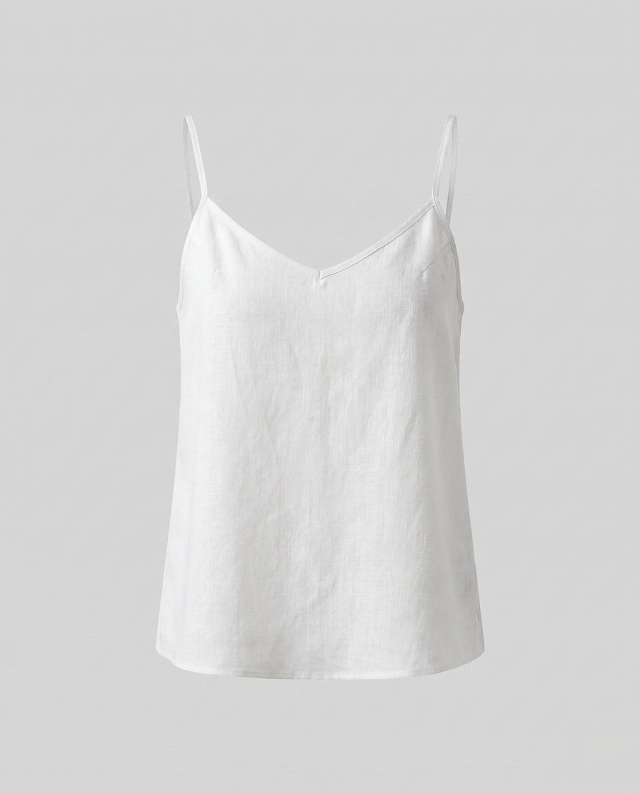 Meera Airy Linen Top with V-Neck in Linen