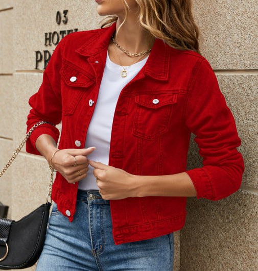 Meera Denim Jacket in Red