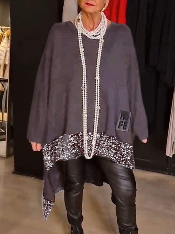 Meera Elegant Knit Top in Grey