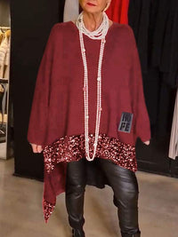 Meera Elegant Knit Top in Red