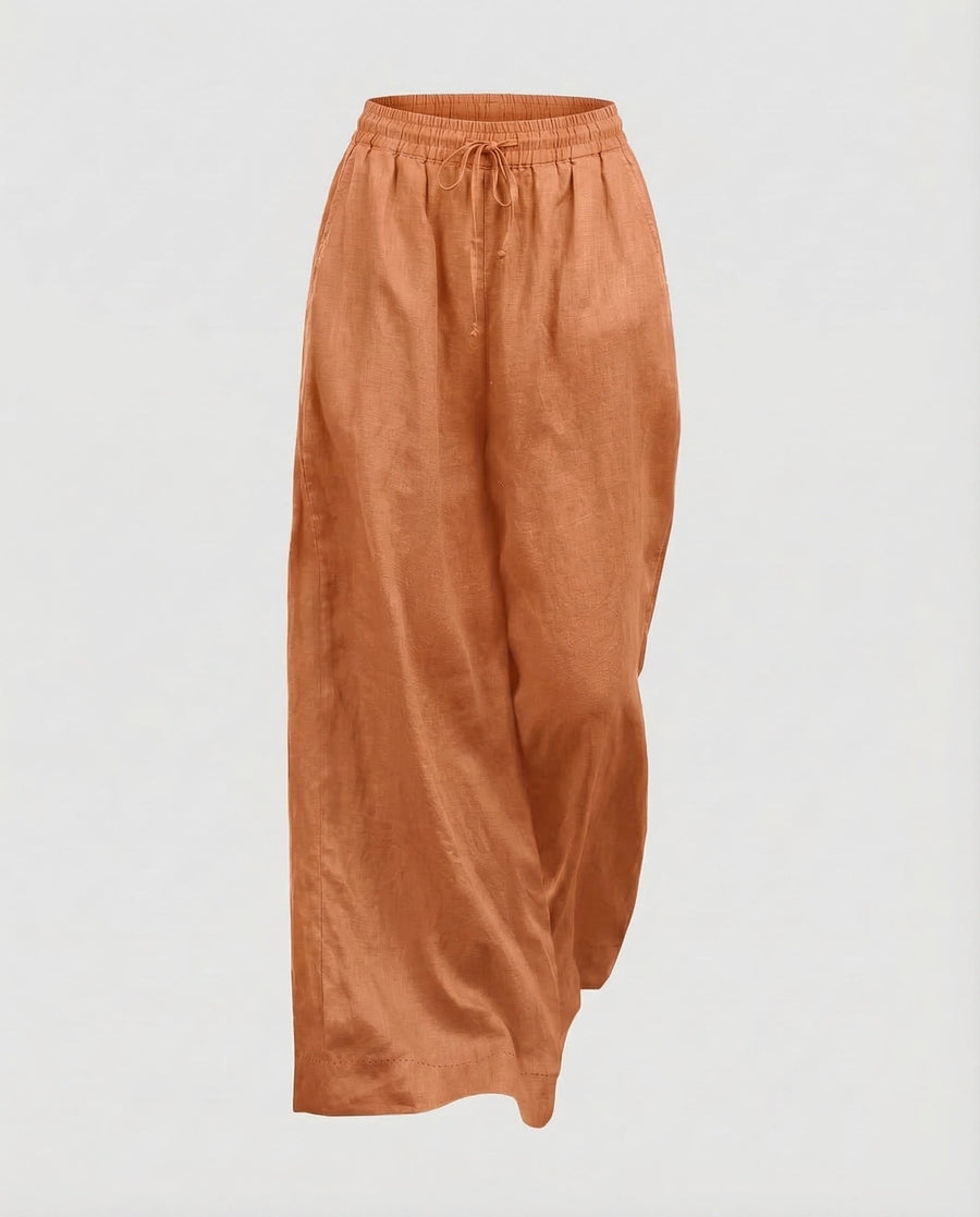 Meera Linen Trousers in Orange