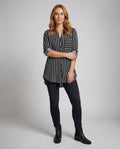 Meera Shirt with Stand Collar and Striped