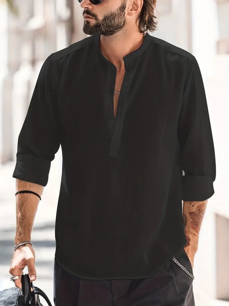 Mees Linen Shirt in Black