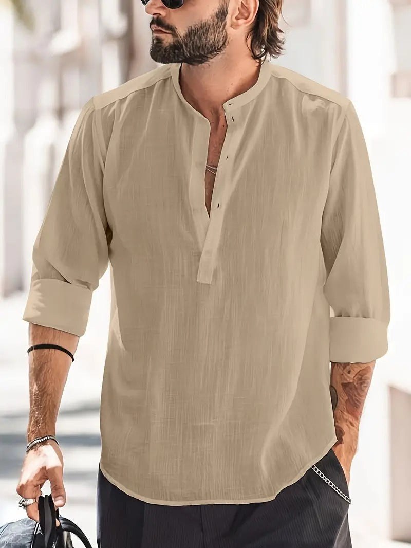 Mees Linen Shirt in Brown