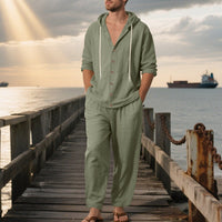 Mees Linen Top with Button Front and Hood