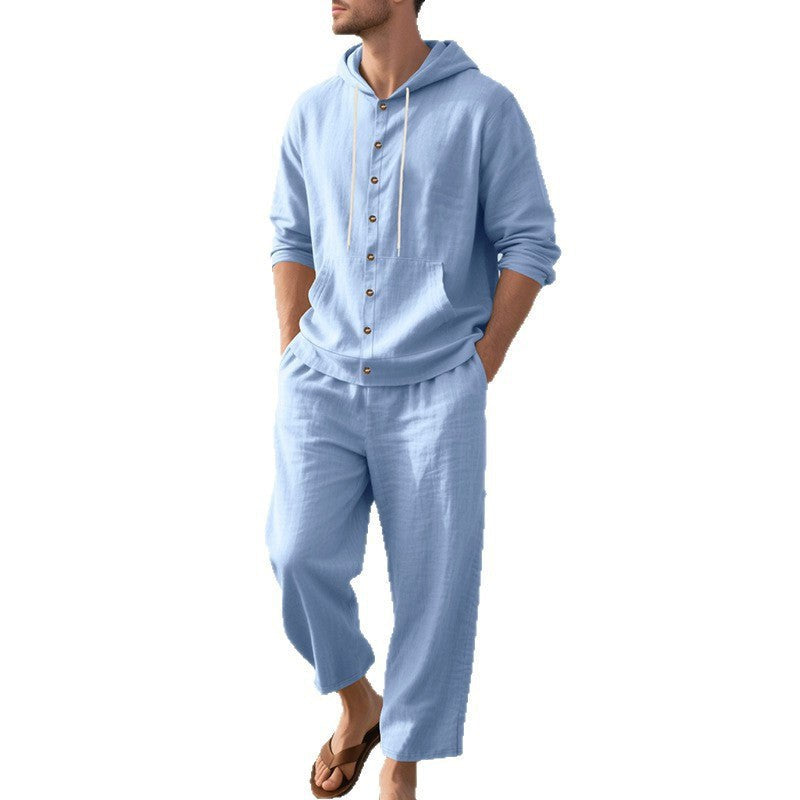Mees Linen Top with Button Front and Hood