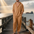 Mees Linen Top with Button Front and Hood