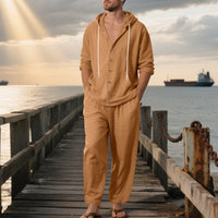 Mees Linen Top with Button Front and Hood