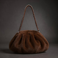 Melania Faux Mink Shoulder Bag in Espresso Brown